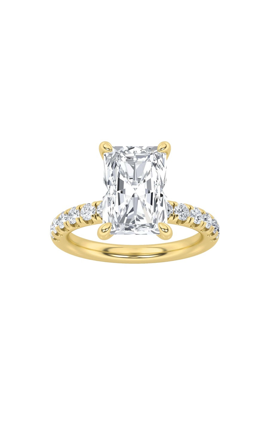 2Cttw Radiant Shaped Lab Grown Diamond (F/VS) Hidden Halo Accented Ring in 14K Gold