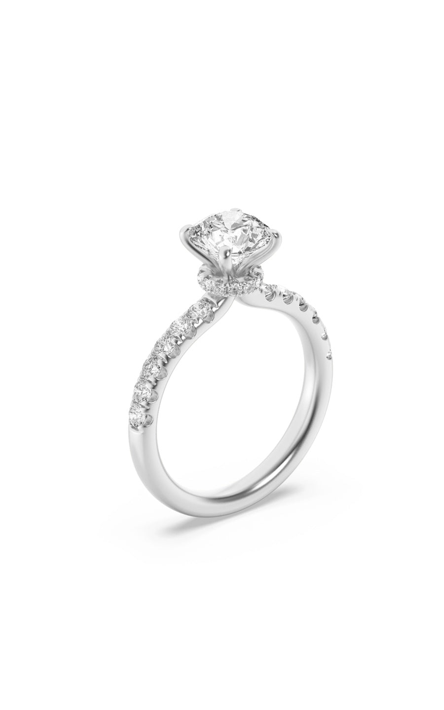 2Cttw Round Shaped Lab Grown Diamond (F/VS) HiddenHalo Accented Ring in 14K Gold