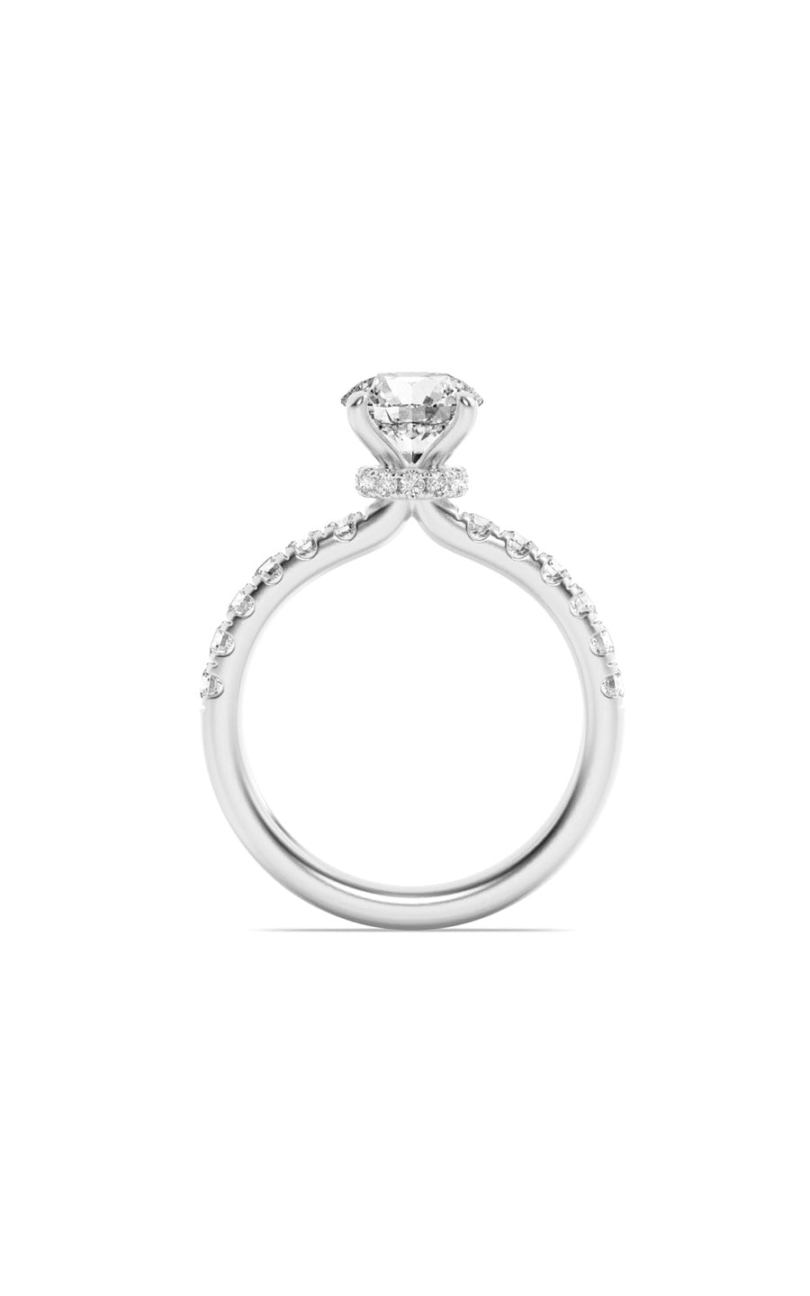 2Cttw Round Shaped Lab Grown Diamond (F/VS) HiddenHalo Accented Ring in 14K Gold