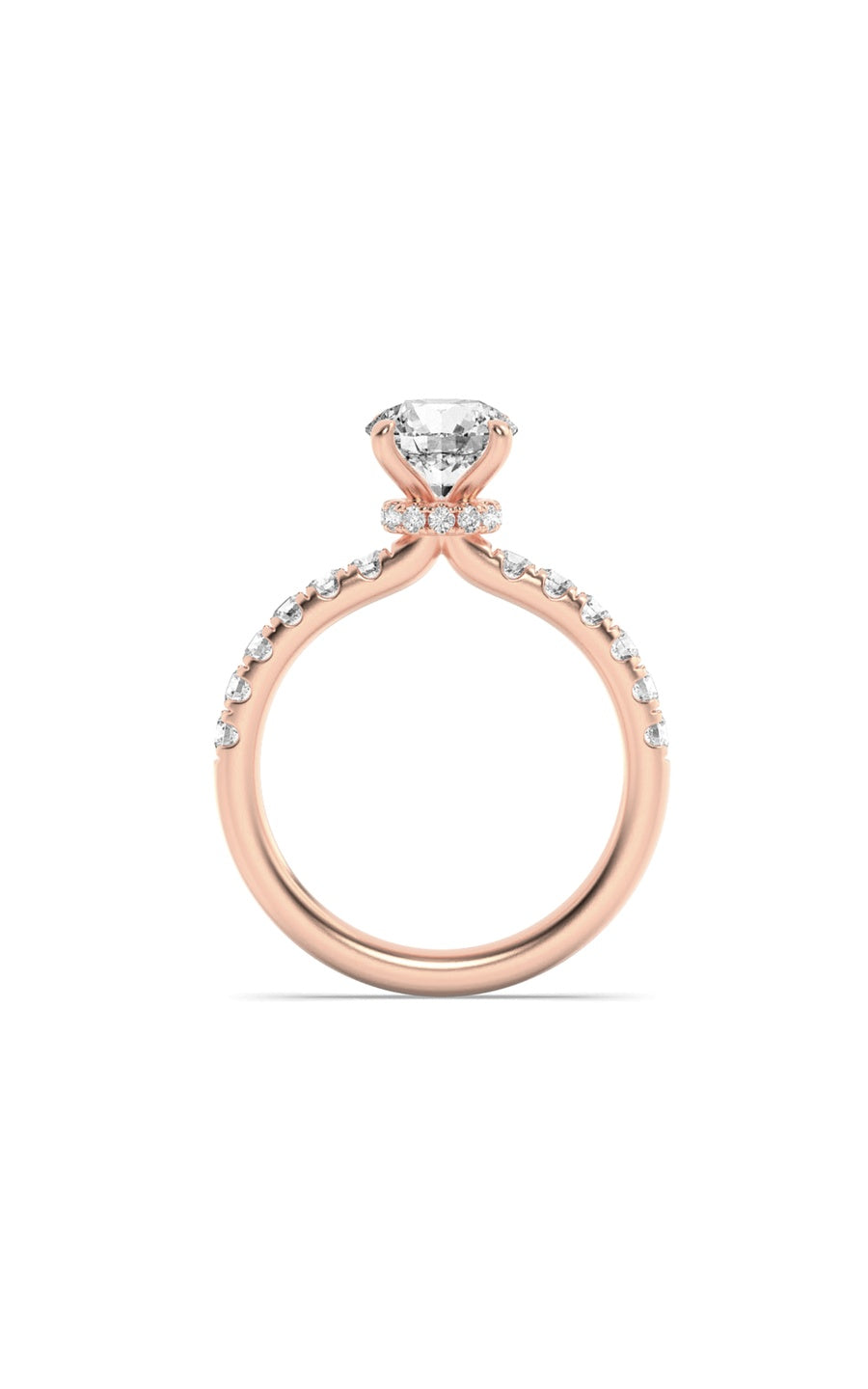 2Cttw Round Shaped Lab Grown Diamond (F/VS) HiddenHalo Accented Ring in 14K Gold