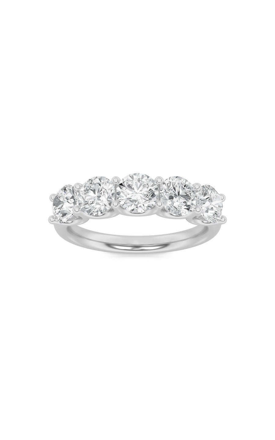 2Cttw Round Shaped Lab Grown Diamond (F/VS) Five Stone Band Ring in 14K Gold
