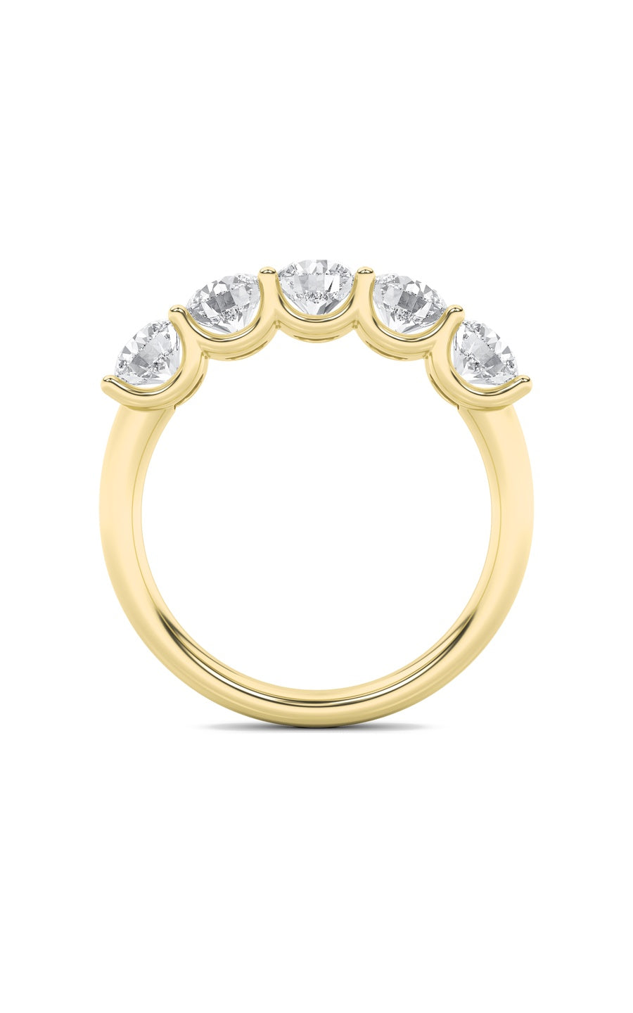 2Cttw Round Shaped Lab Grown Diamond (F/VS) Five Stone Band Ring in 14K Gold
