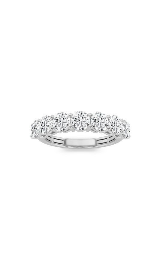 3Cttw Round Shaped Lab Grown Diamond (F/VS) SevenStone Band Ring in 14K Gold