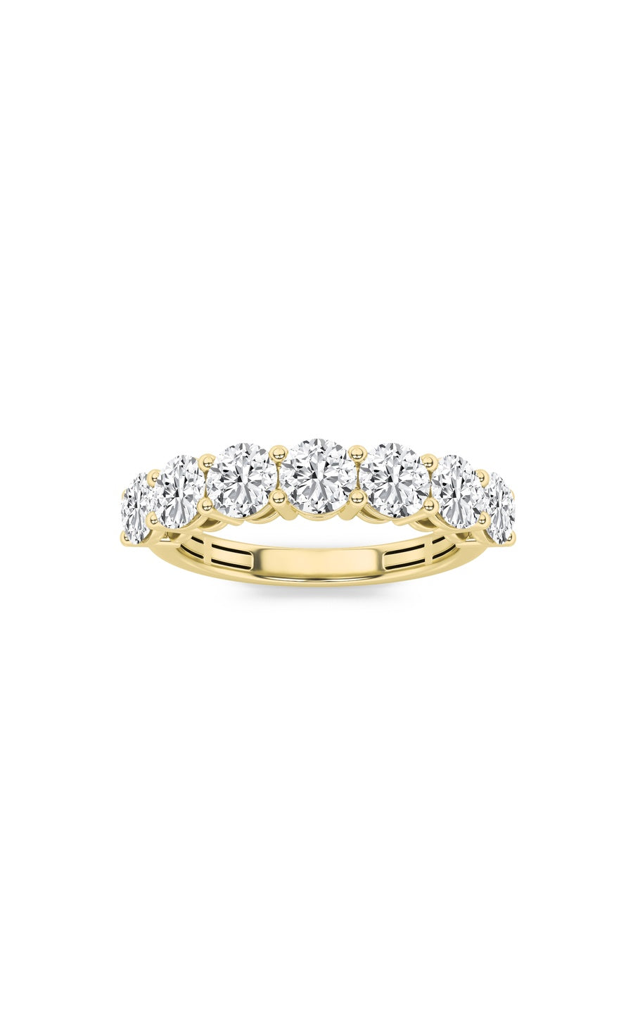 3Cttw Round Shaped Lab Grown Diamond (F/VS) SevenStone Band Ring in 14K Gold