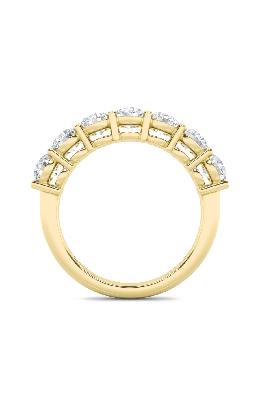 3Cttw Round Shaped Lab Grown Diamond (F/VS) SevenStone Band Ring in 14K Gold