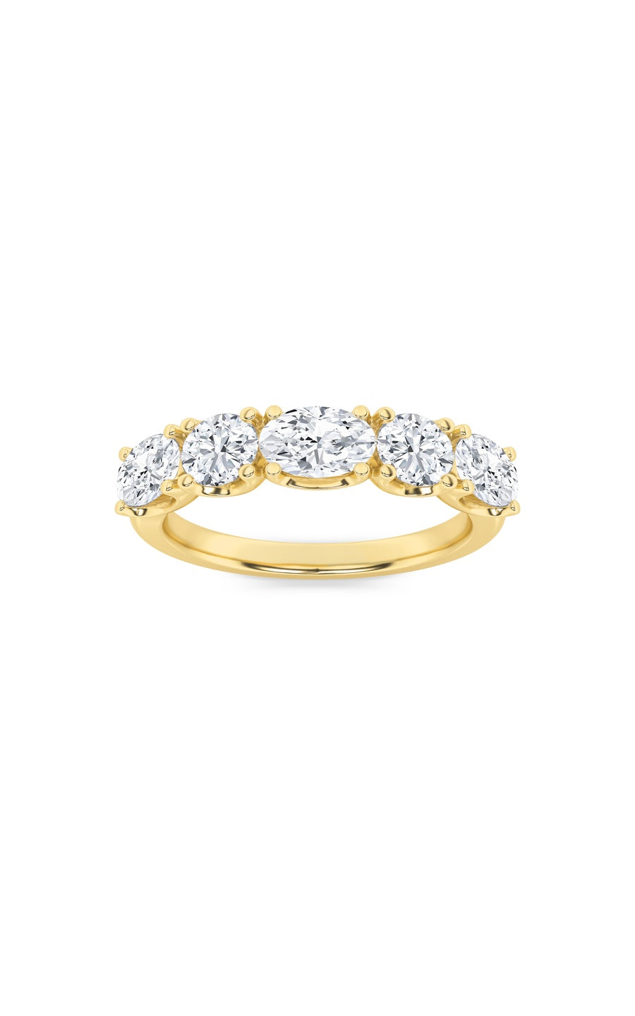 2Cttw Oval Shaped Lab Grown Diamond (F/VVS) Five Stone Band Ring in 14K Gold