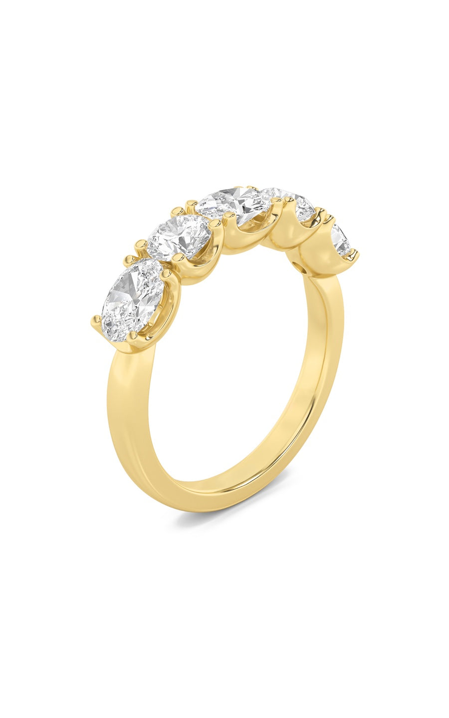 2Cttw Oval Shaped Lab Grown Diamond (F/VVS) Five Stone Band Ring in 14K Gold