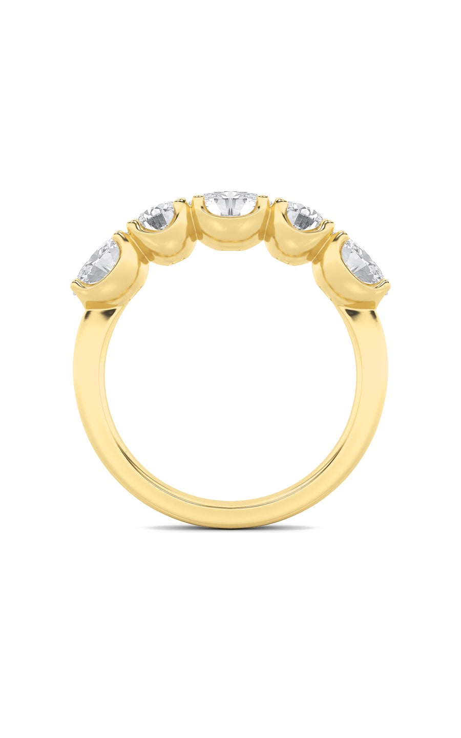 2Cttw Oval Shaped Lab Grown Diamond (F/VVS) Five Stone Band Ring in 14K Gold