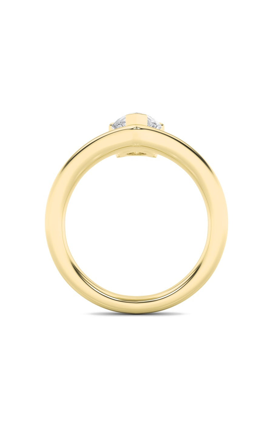 1.5Cttw Pear Shaped Lab Grown Diamond (F/VS) Chevron Solitaire Engagement Ring in 14K Gold
