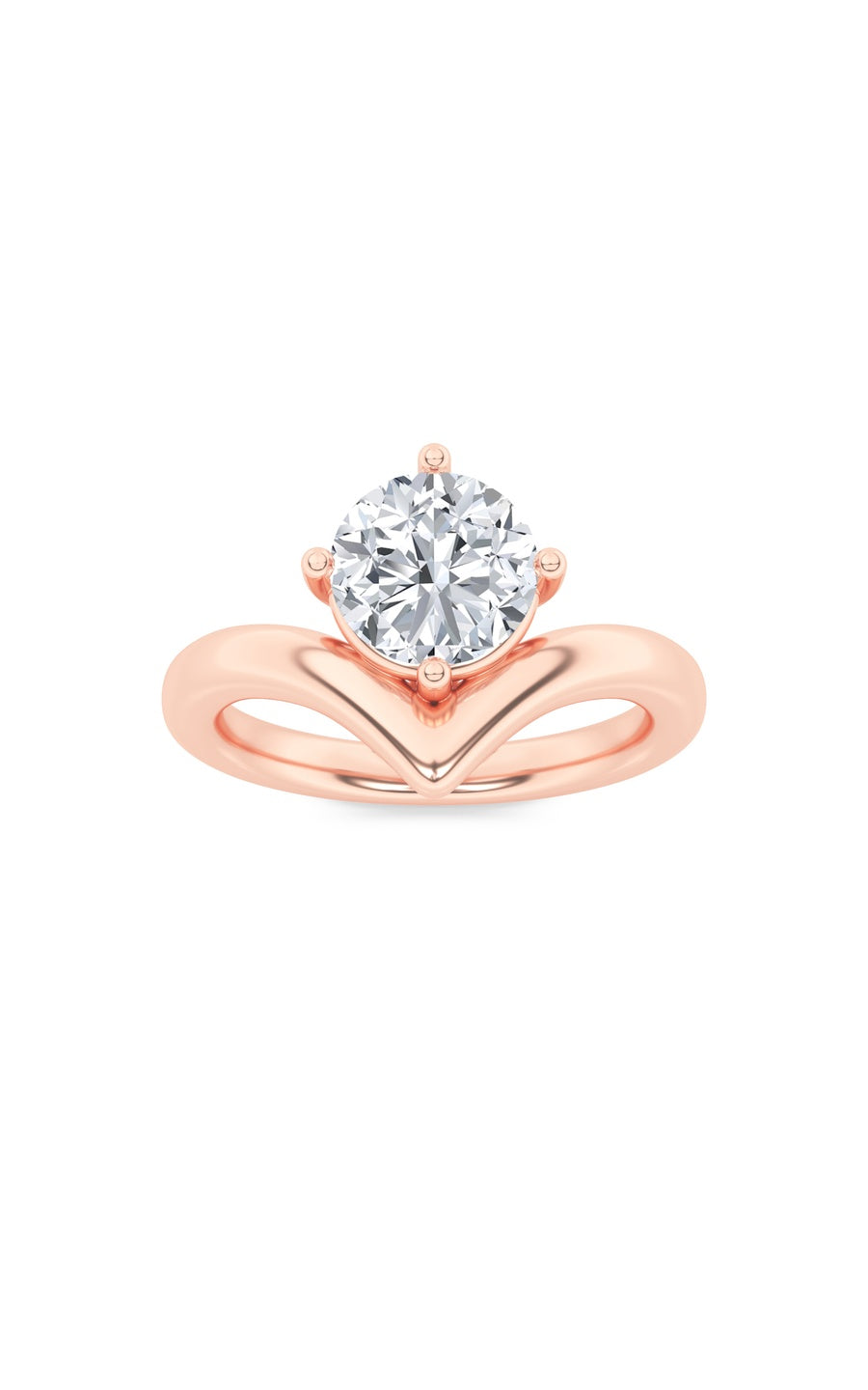 1.5Cttw Round Shaped Lab Grown Diamond (G/VS) Chevron Solitaire Engagement Ring in 14K Gold
