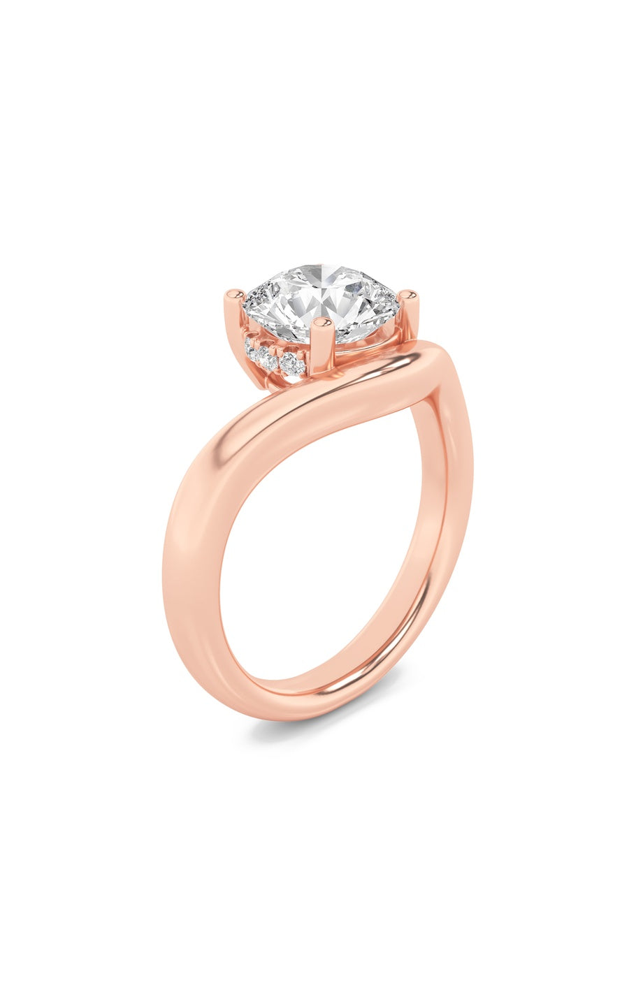 2Cttw Round Shaped Lab Grown Diamond (F/VS) Accented Solitaire Fancy Engagement Ring in 14K Gold