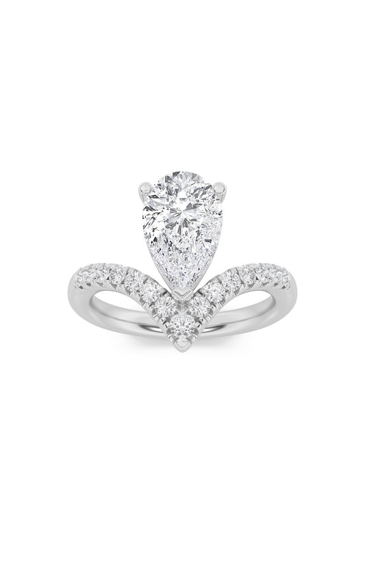 2Cttw Pear Shaped Lab Grown Diamond (F/VS) Accented Solitaire Fancy Engagement Ring in 14K Gold
