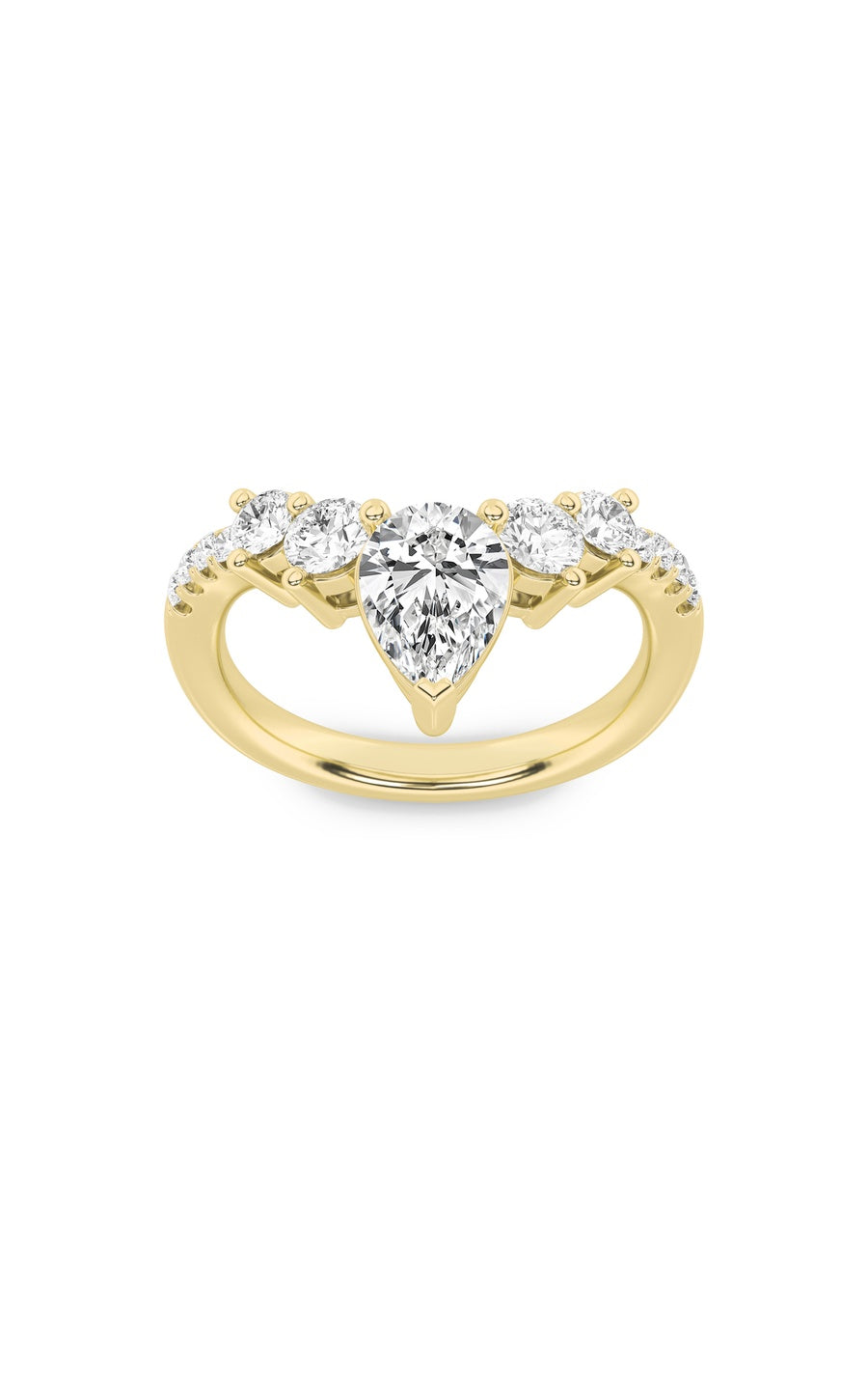 1.5Cttw Pear Shaped Lab Grown Diamond (F/VS) FancyContour Ring in 14K Gold