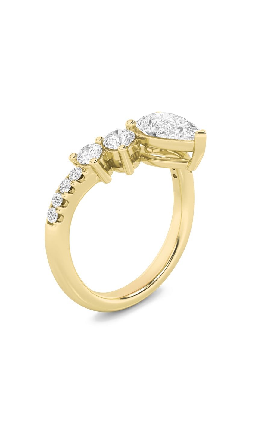 1.5Cttw Pear Shaped Lab Grown Diamond (F/VS) FancyContour Ring in 14K Gold