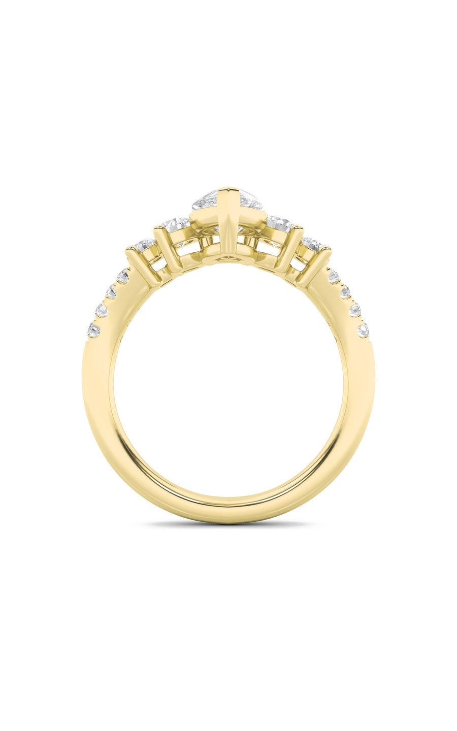 1.5Cttw Pear Shaped Lab Grown Diamond (F/VS) FancyContour Ring in 14K Gold