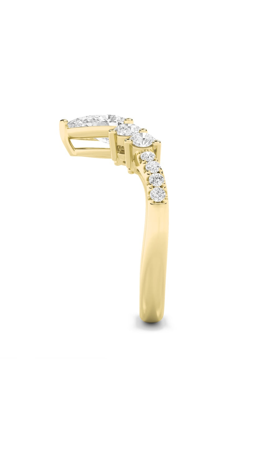 1.5Cttw Pear Shaped Lab Grown Diamond (F/VS) FancyContour Ring in 14K Gold