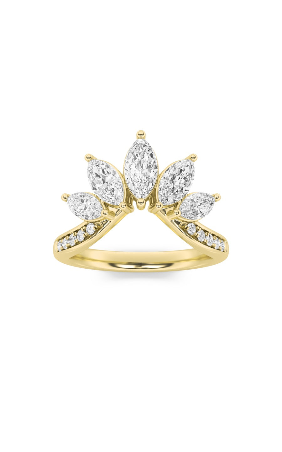 1.5Cttw Marquise Shaped Lab Grown Diamond (F/VVS)Fancy Contour Ring in 14K Gold