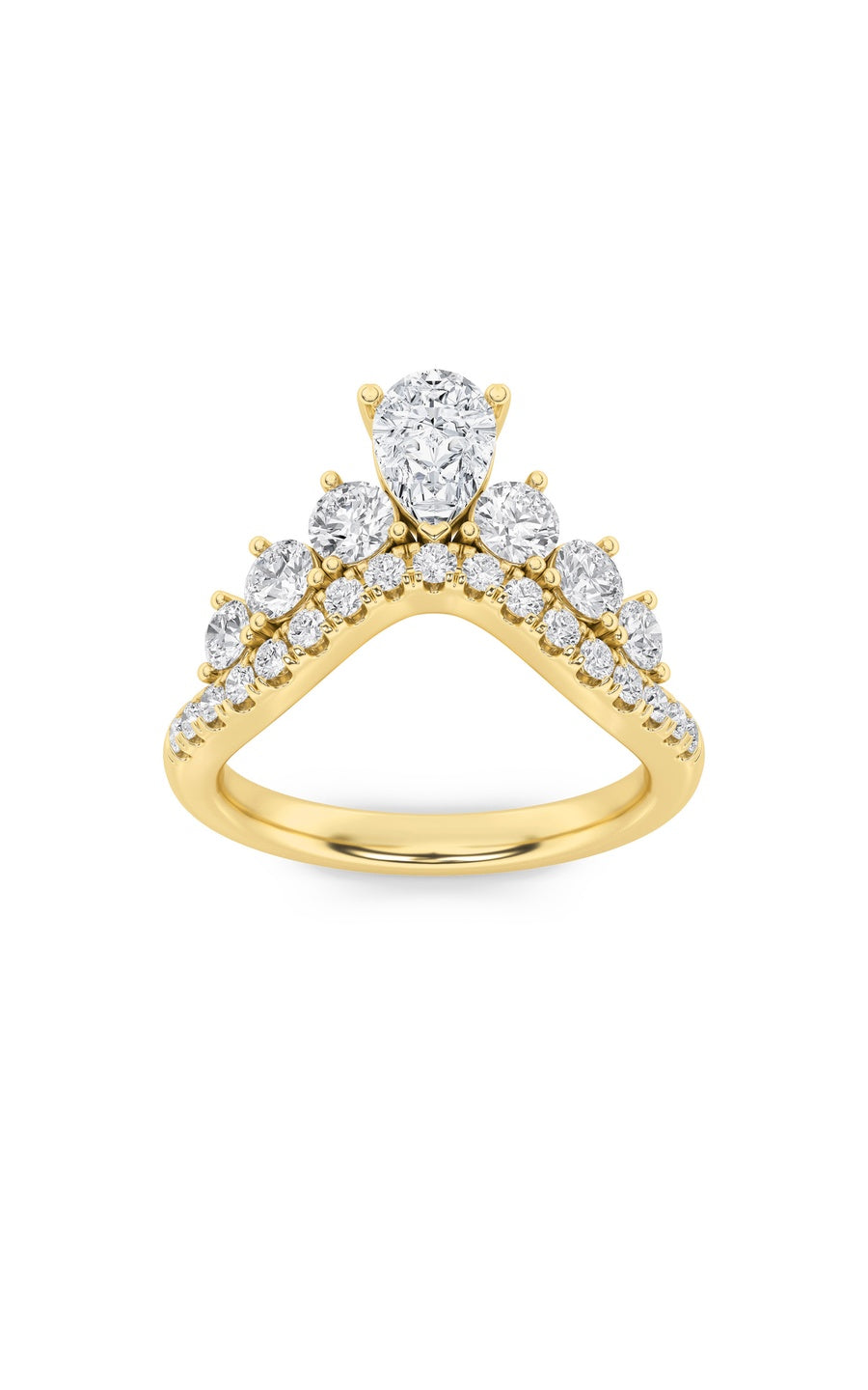 1.5Cttw Pear Shaped Lab Grown Diamond (F/VS) FancyContour Ring in 14K Gold