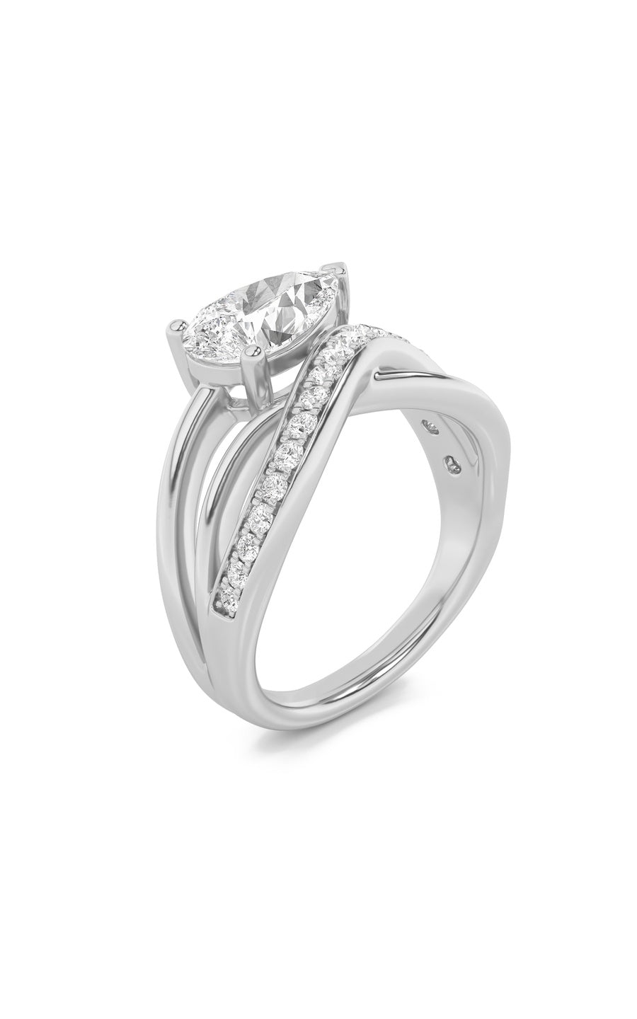 2Cttw Pear Shaped Lab Grown Diamond (F/VS) FashionAccentedEngagement Ring in 14K Gold