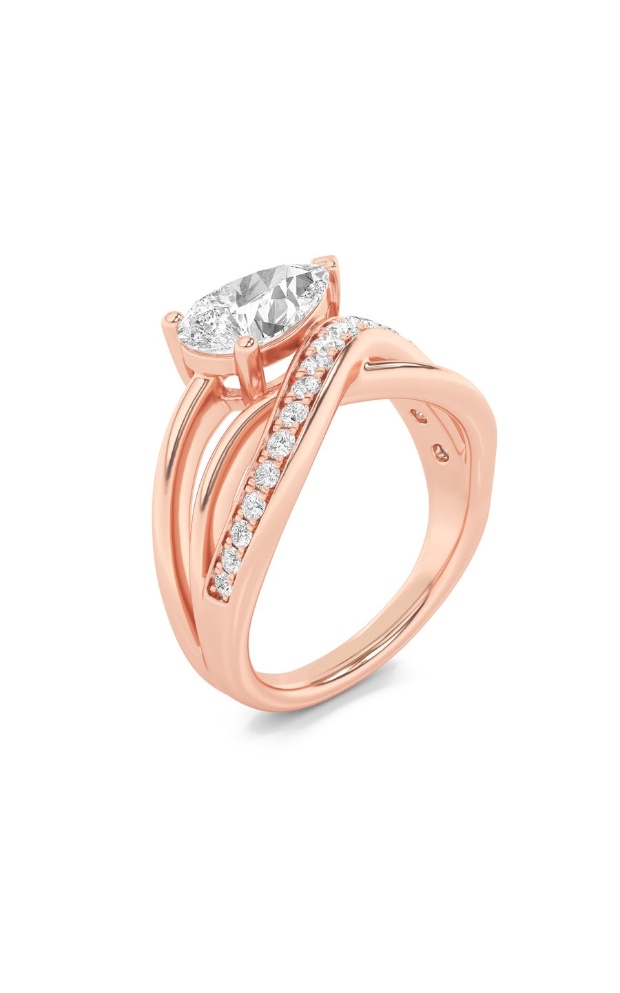 2Cttw Pear Shaped Lab Grown Diamond (F/VS) FashionAccentedEngagement Ring in 14K Gold