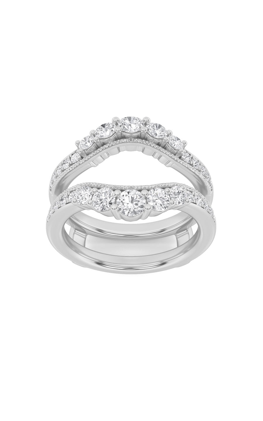 1Cttw Round Shaped Lab Grown Diamond (F/VS) InsertJacket Ring in 14K Gold