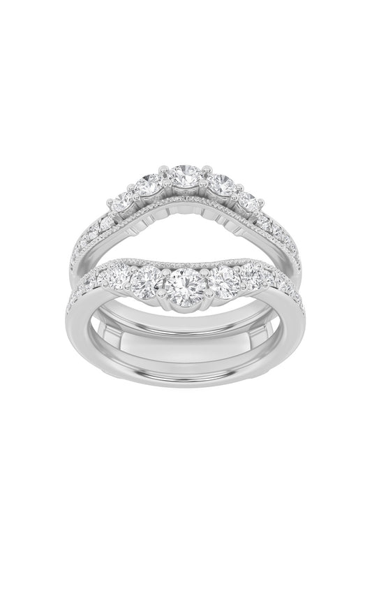 1Cttw Round Shaped Lab Grown Diamond (F/VS) InsertJacket Ring in 14K Gold