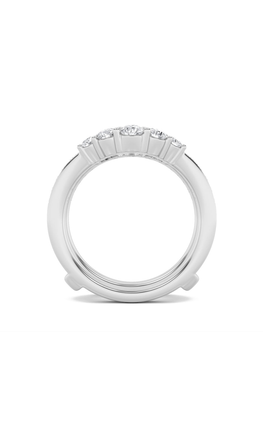 1Cttw Round Shaped Lab Grown Diamond (F/VS) InsertJacket Ring in 14K Gold