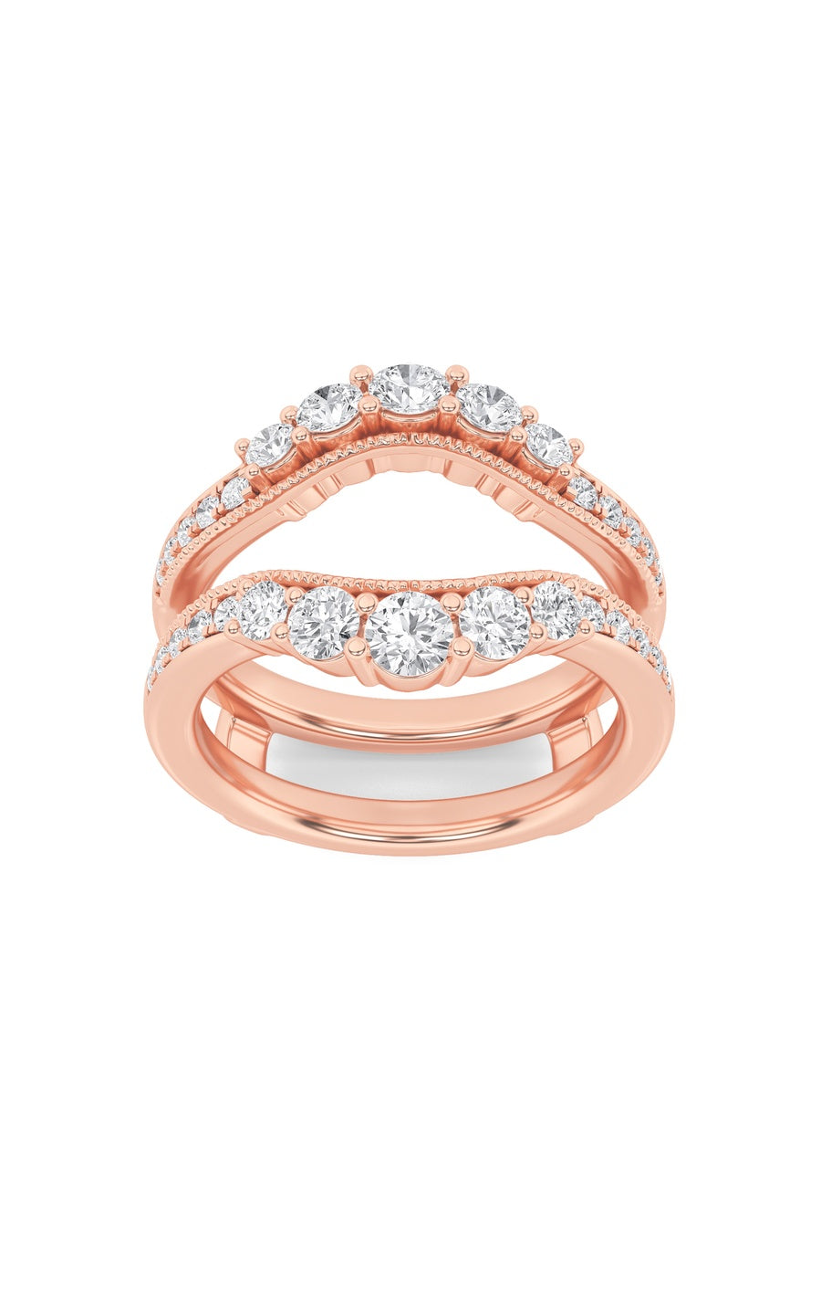 1Cttw Round Shaped Lab Grown Diamond (F/VS) InsertJacket Ring in 14K Gold