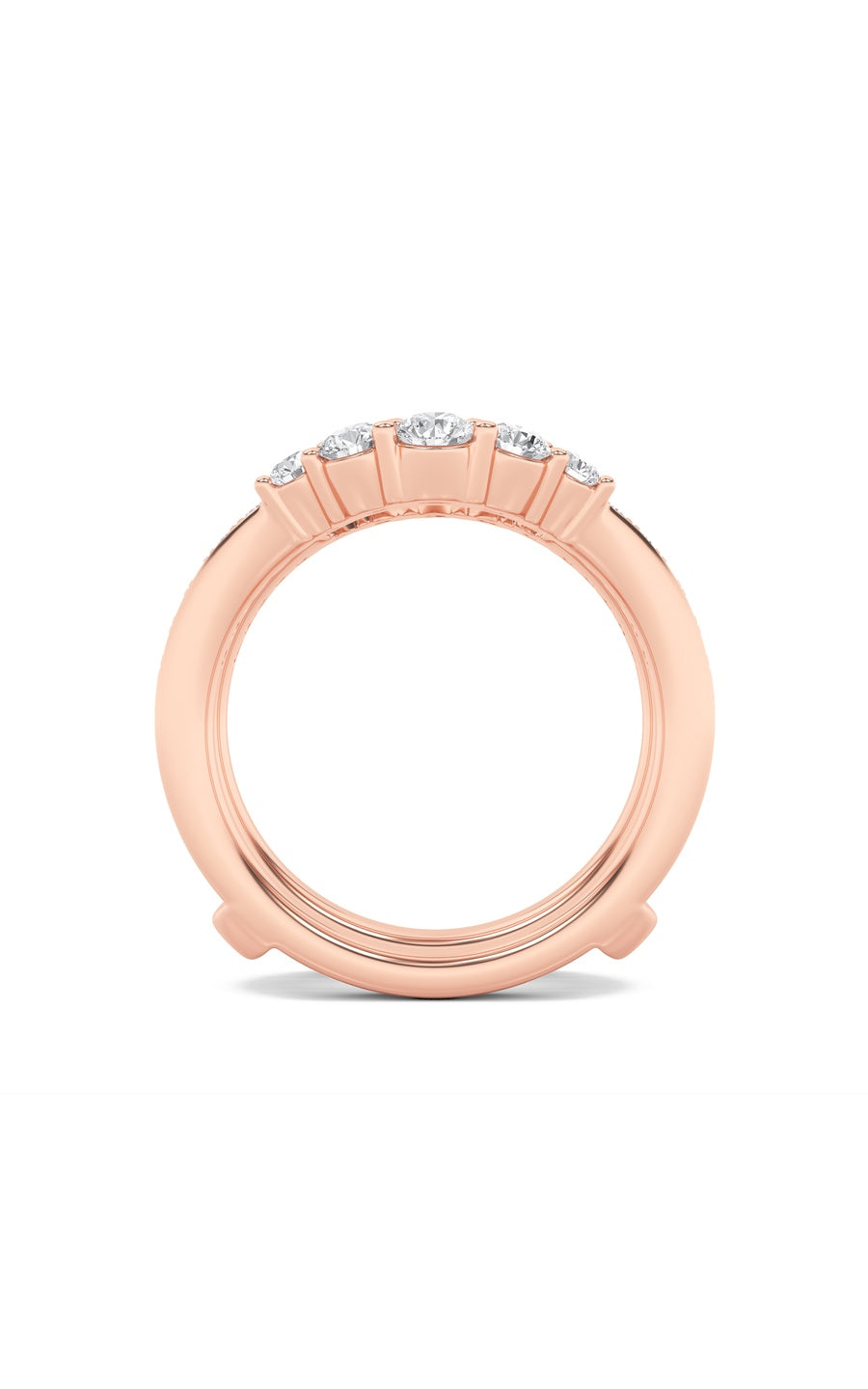 1Cttw Round Shaped Lab Grown Diamond (F/VS) InsertJacket Ring in 14K Gold