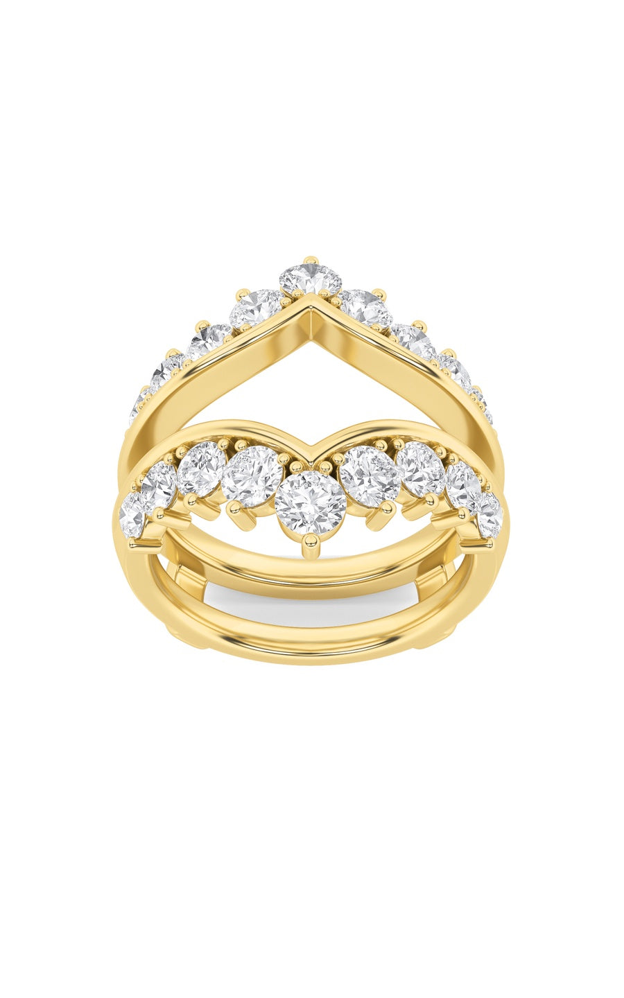 2Cttw Round Shaped Lab Grown Diamond (F/VS) InsertJacket Ring in 14K Gold