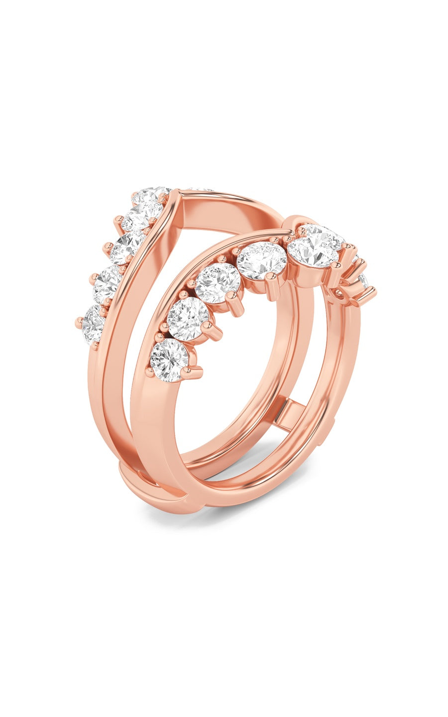 2Cttw Round Shaped Lab Grown Diamond (F/VS) InsertJacket Ring in 14K Gold