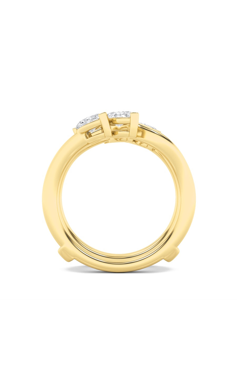 1Cttw Marquise Shaped Lab Grown Diamond (F/VS) Insert Jacket Ring in 14K Gold