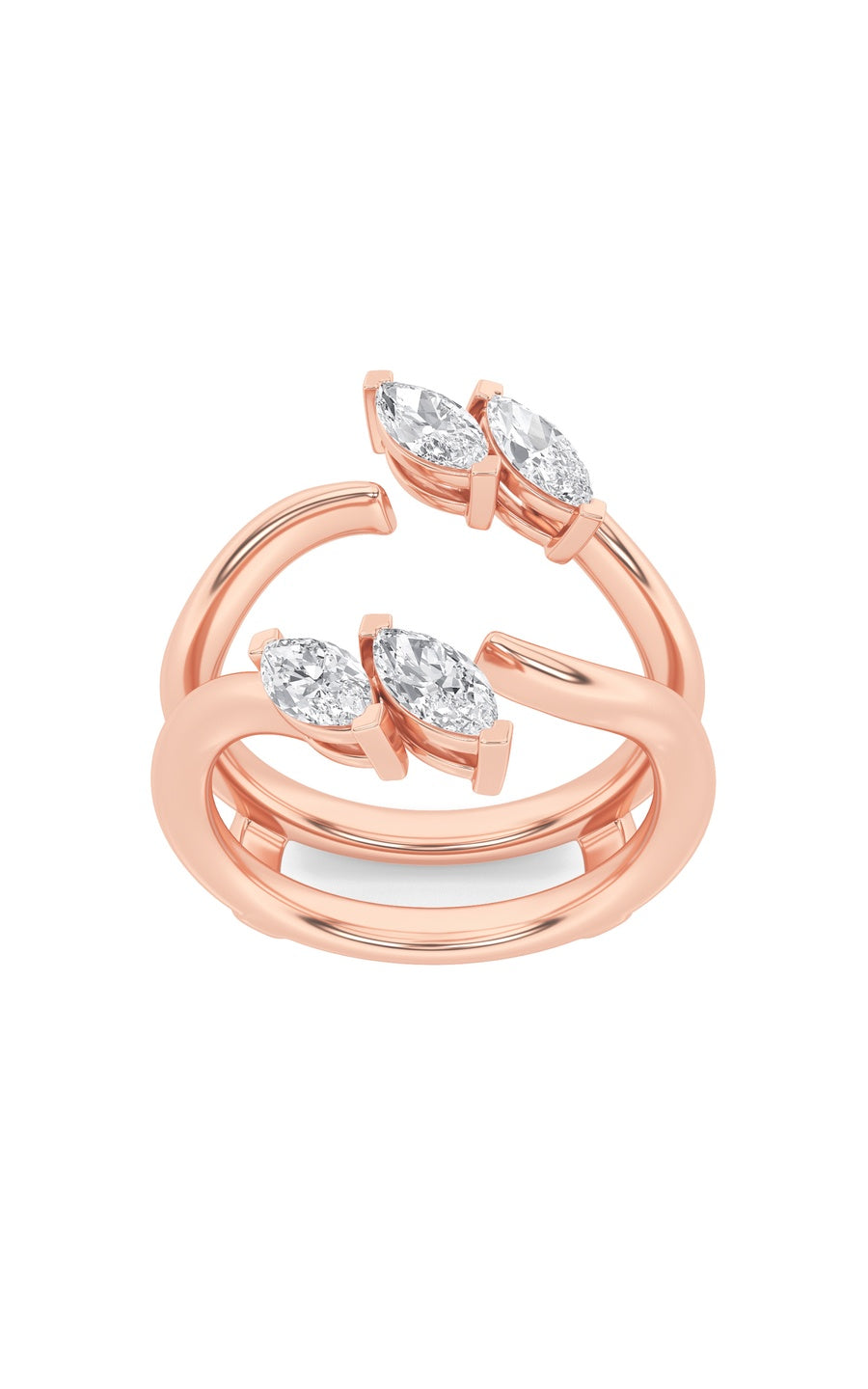 1Cttw Marquise Shaped Lab Grown Diamond (F/VS) Insert Jacket Ring in 14K Gold