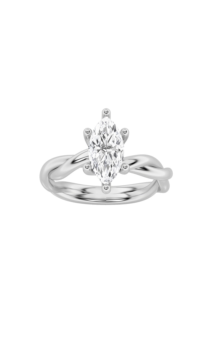 1.5Cttw Marquise Shaped Lab Grown Diamond (F/VS) Twisted Shank Solitaire Engagement Ring in 14K Gold