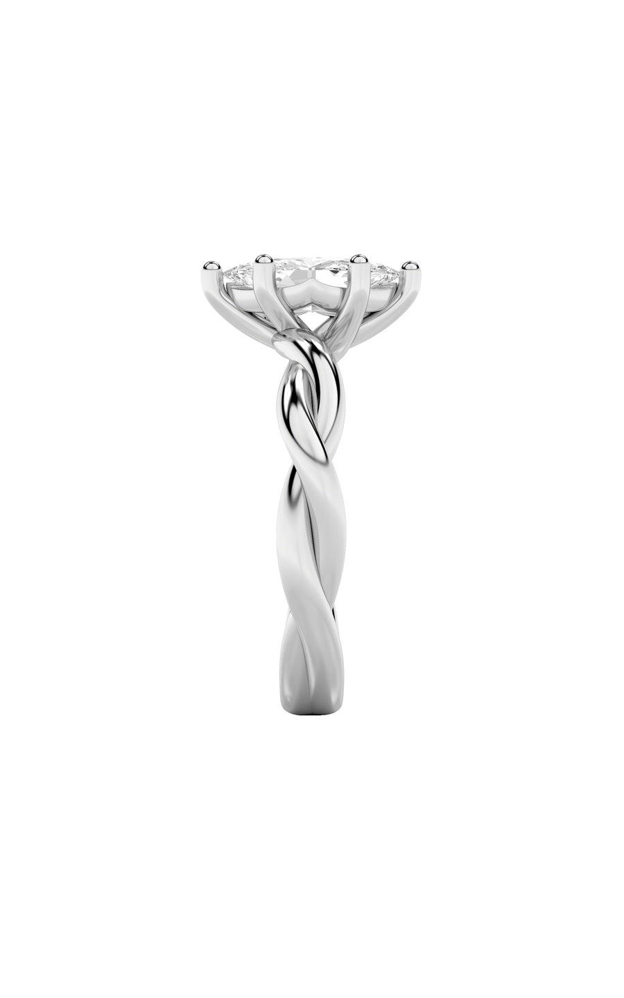 1.5Cttw Marquise Shaped Lab Grown Diamond (F/VS) Twisted Shank Solitaire Engagement Ring in 14K Gold