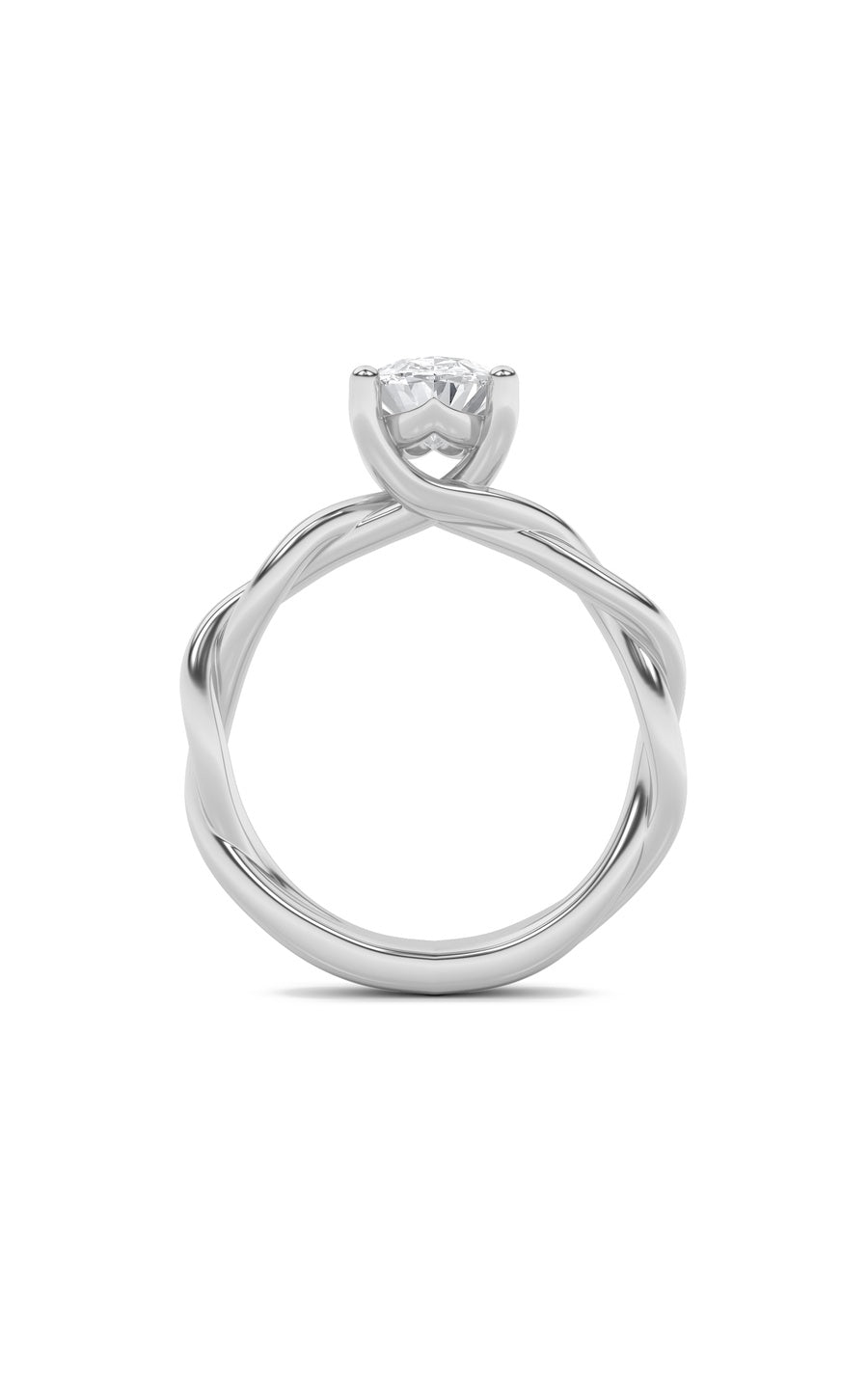 2Cttw Oval Shaped Lab Grown Diamond (F/VS) TwistedShank Solitaire Engagement Ring in 14K Gold
