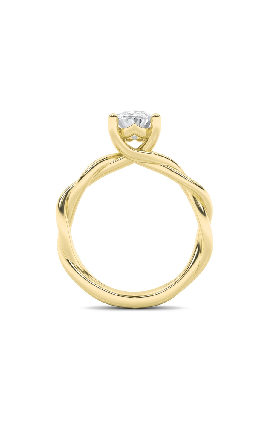 2Cttw Oval Shaped Lab Grown Diamond (F/VS) TwistedShank Solitaire Engagement Ring in 14K Gold