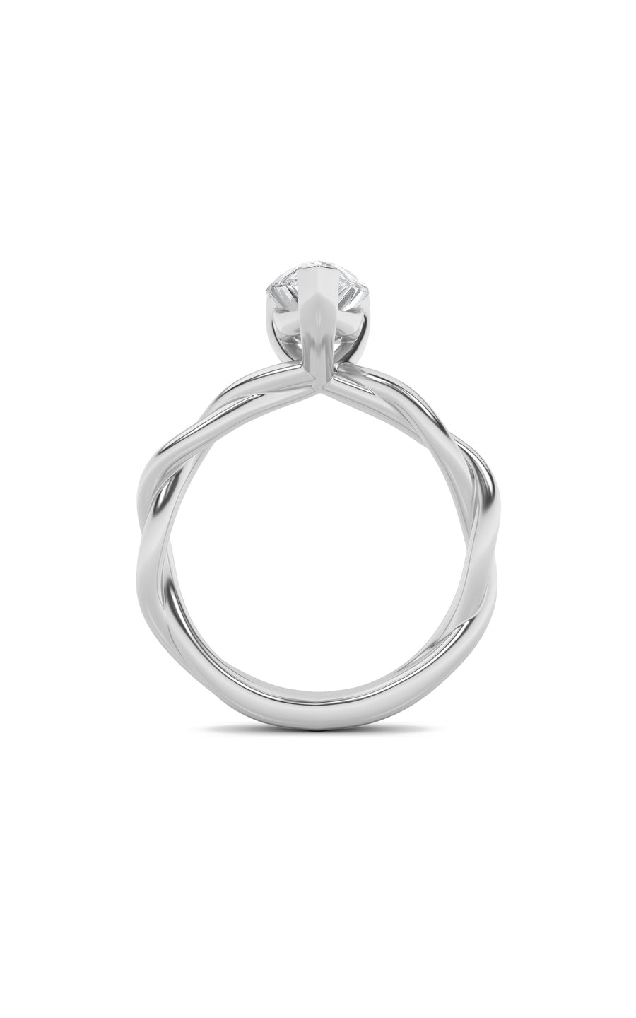 1.5Cttw Pear Shaped Lab Grown Diamond (F/VS) Twisted Shank Solitaire Engagement Ring in 14K Gold