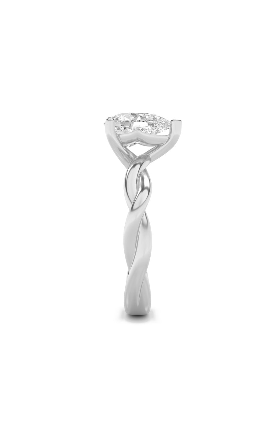 1.5Cttw Pear Shaped Lab Grown Diamond (F/VS) Twisted Shank Solitaire Engagement Ring in 14K Gold
