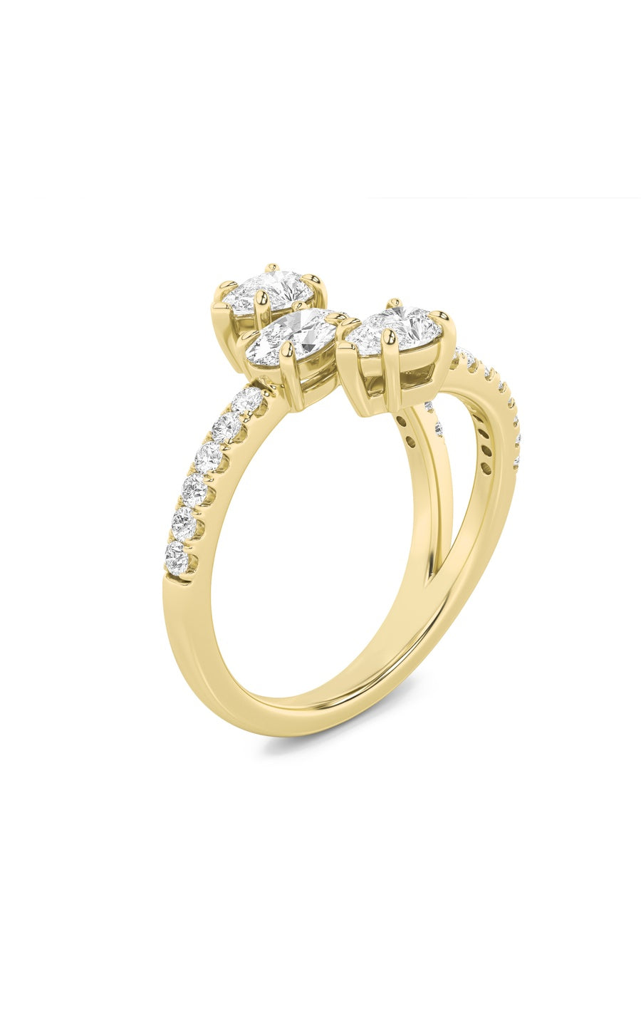 1Cttw Oval Shaped Lab Grown Diamond (F/VS) Three Stone Fashion Ring in 14K Gold