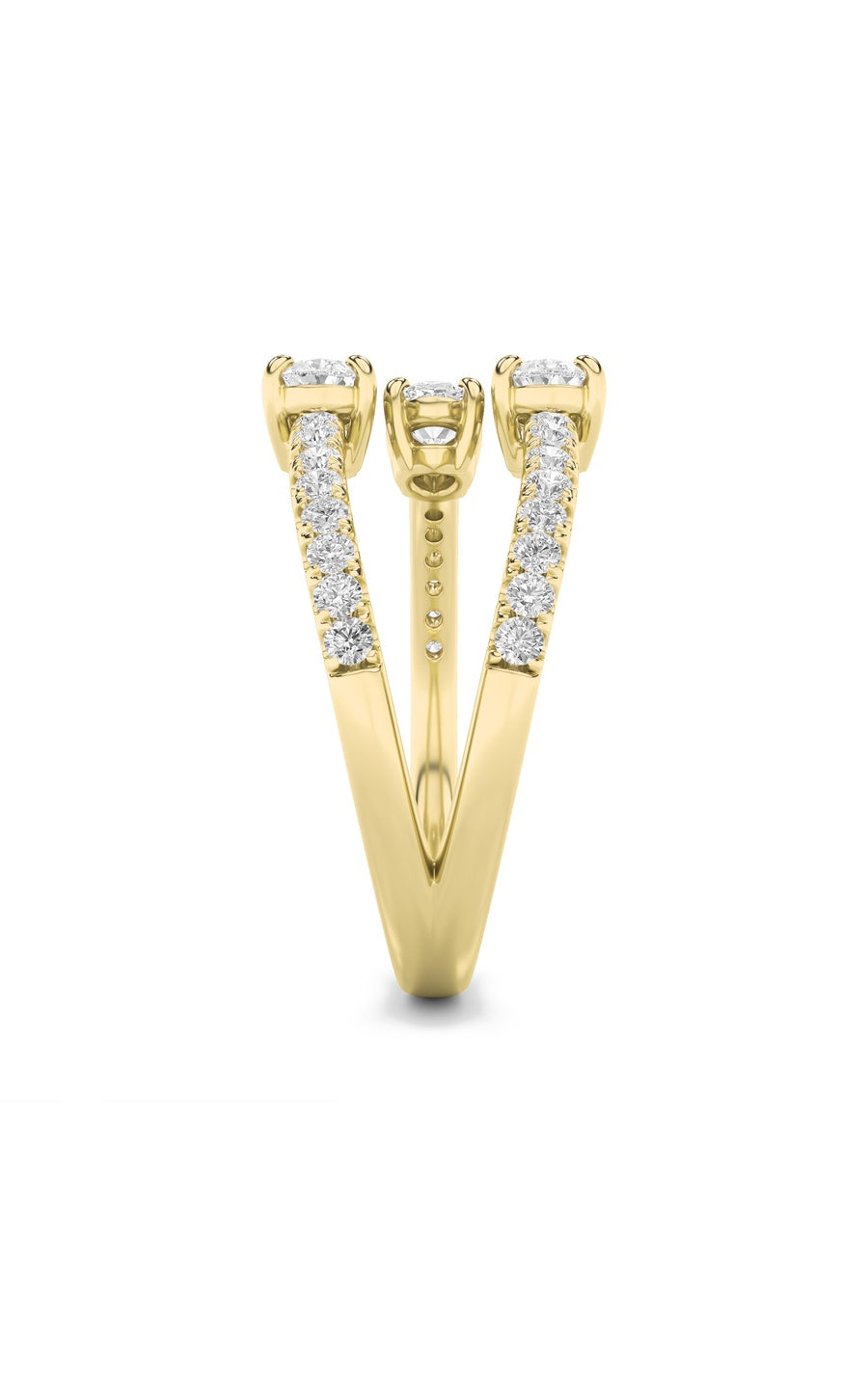 1Cttw Oval Shaped Lab Grown Diamond (F/VS) Three Stone Fashion Ring in 14K Gold