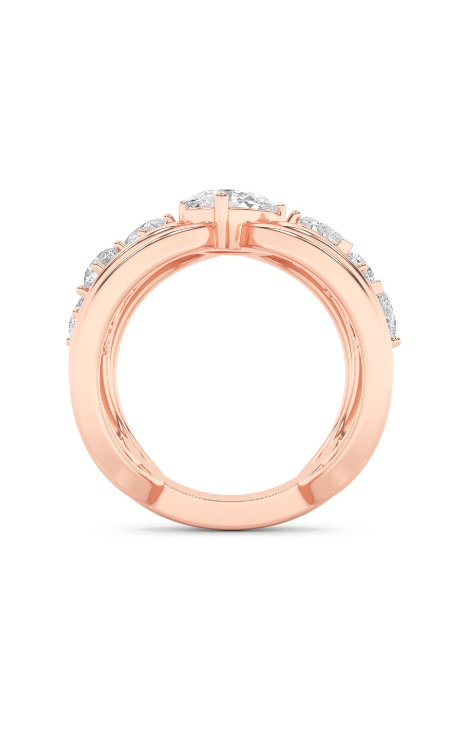 2Cttw Pear Shaped Lab Grown Diamond (F/VS) Seven Stone Fashion Ring in 14K Gold