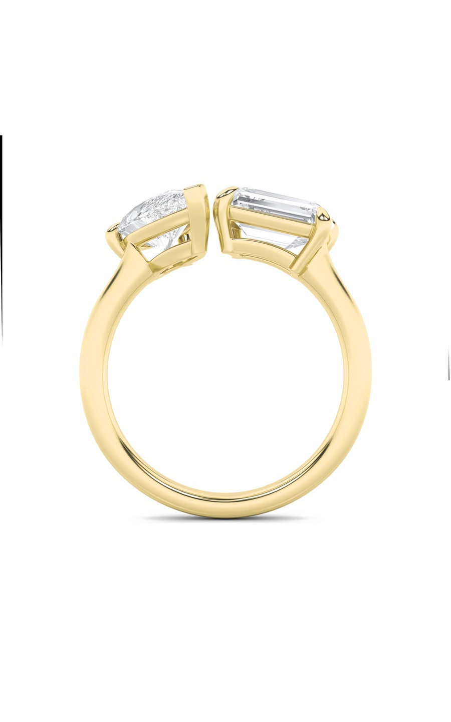 3Cttw Emerald Shaped Lab Grown Diamond (F/VS) Toiet Moi Fashiion Ring in 14K Gold