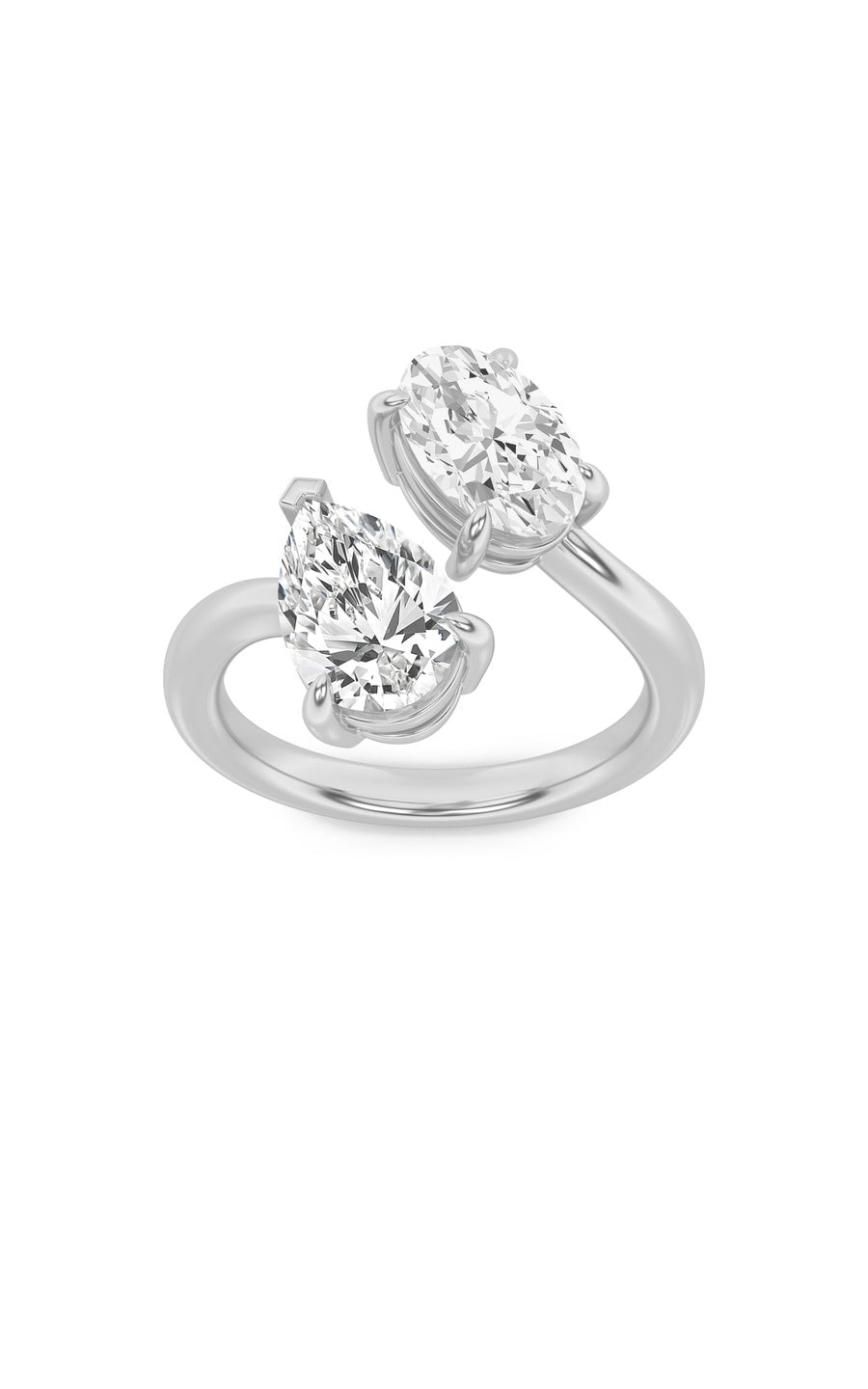 3CTW Oval Shaped Lab Grown Diamond (F/VS) Toi et Moi Fashiion Ring in 14K Gold