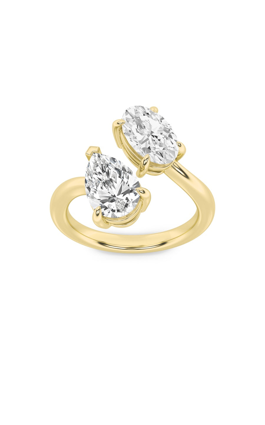 3Cttw Oval Shaped Lab Grown Diamond (F/VS) Toi etMoi Fashiion Ring in 14K Gold