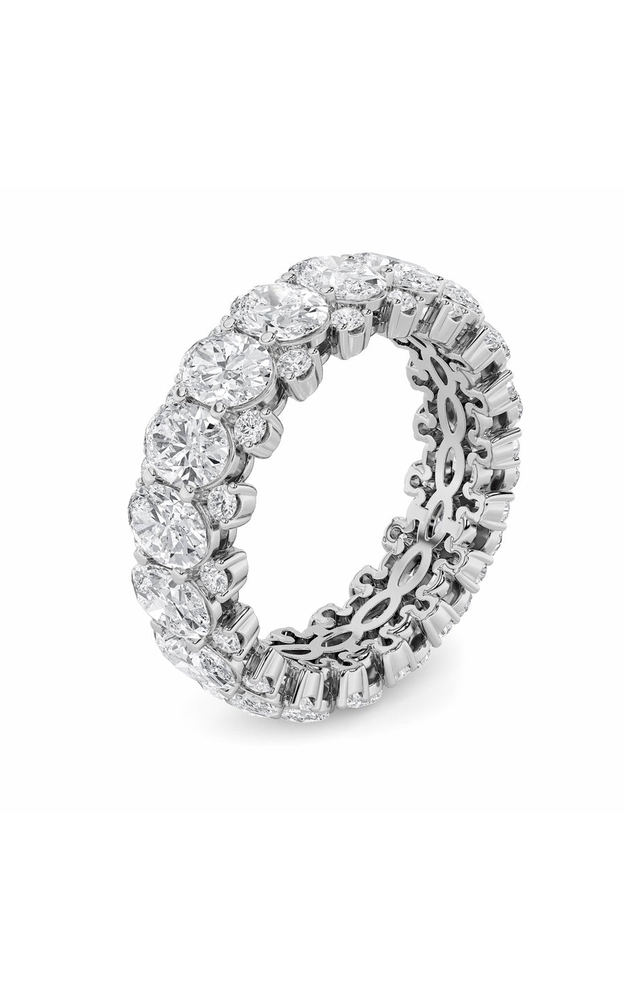 6Cttw Oval Shaped Lab Grown Diamond (F/VS) Eternity Band Ring in 14K Gold