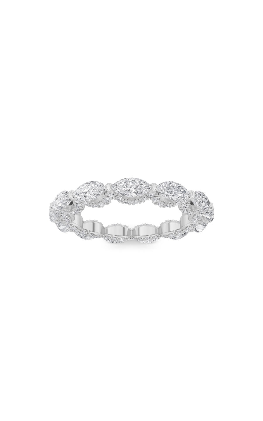 2.5Cttw Marquise Shaped Lab Grown Diamond (F/VS) Eternity Band Ring in 14K Gold
