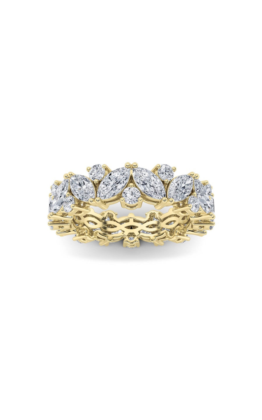 3Cttw Marquise Shaped Lab Grown Diamond (F/VVS) Eternity Band Ring in 14K Gold