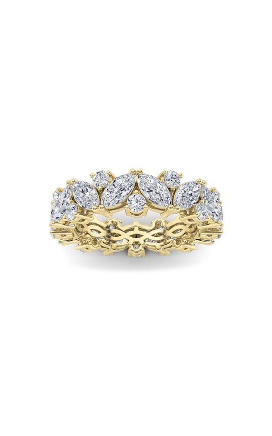 3Cttw Marquise Shaped Lab Grown Diamond (F/VVS) Eternity Band Ring in 14K Gold