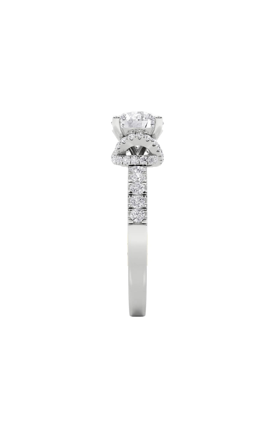 2Cttw Round Shaped Lab Grown Diamond (F/VS) Two Tone Accented Fancy Engagement Ring in 14K Gold
